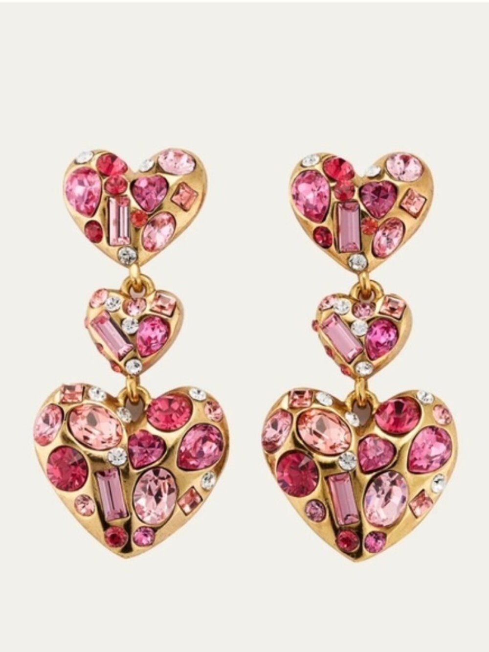 Oscar de la Renta Gemstone Heart drop earrings